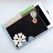 iPad padded case. Zakka style, tablet sleeve. Black canvas, linen and stripes. Dandelion inspired.