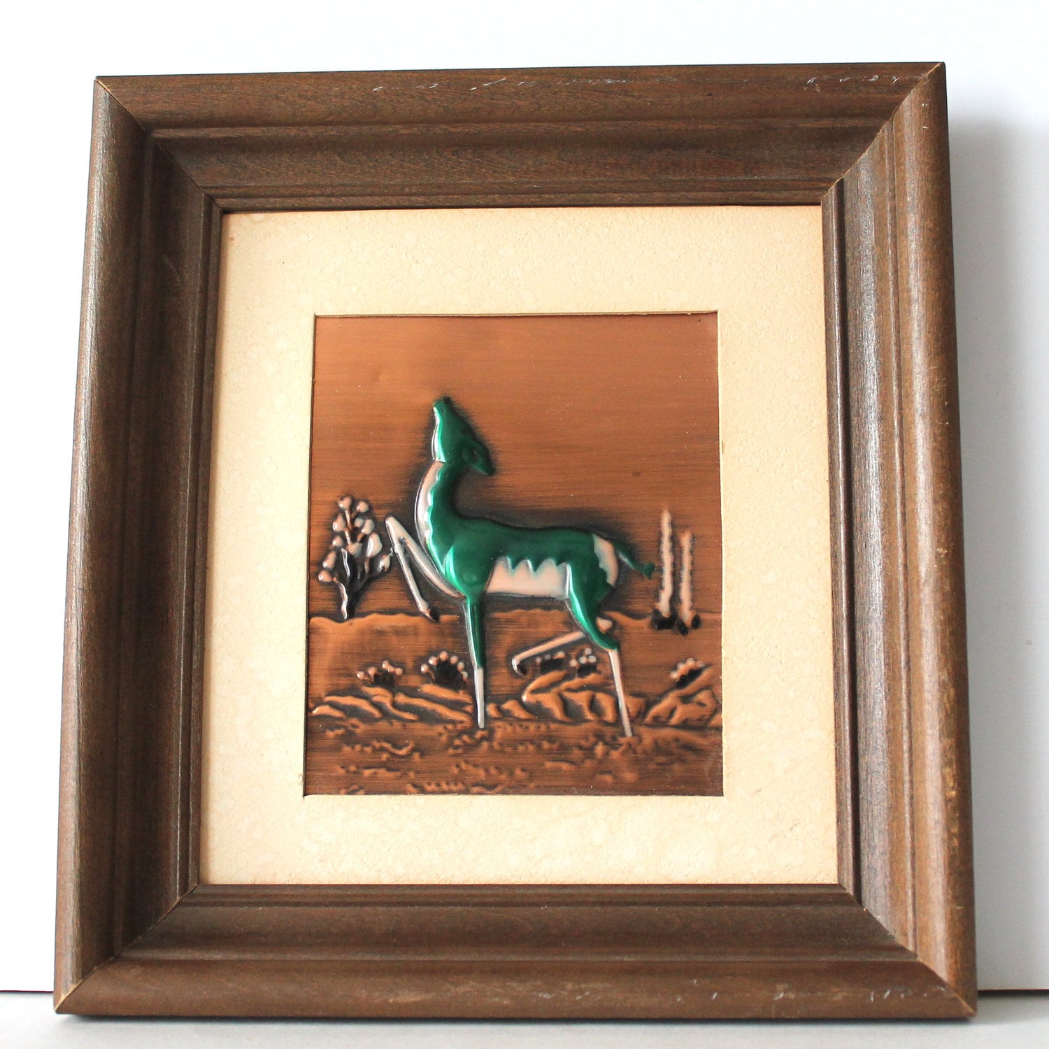 Vintage Art Deco Style Deer in Embossed Copper by SugarLMtnAntqs