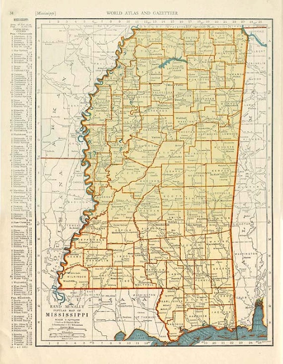 MISSISSIPPI and MINNESOTA MAP 1935 by wordsandmelodies on Etsy