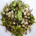 Christmas, Holiday, Winter, Green, Gold, Poinsettia Flower Door Wreath
