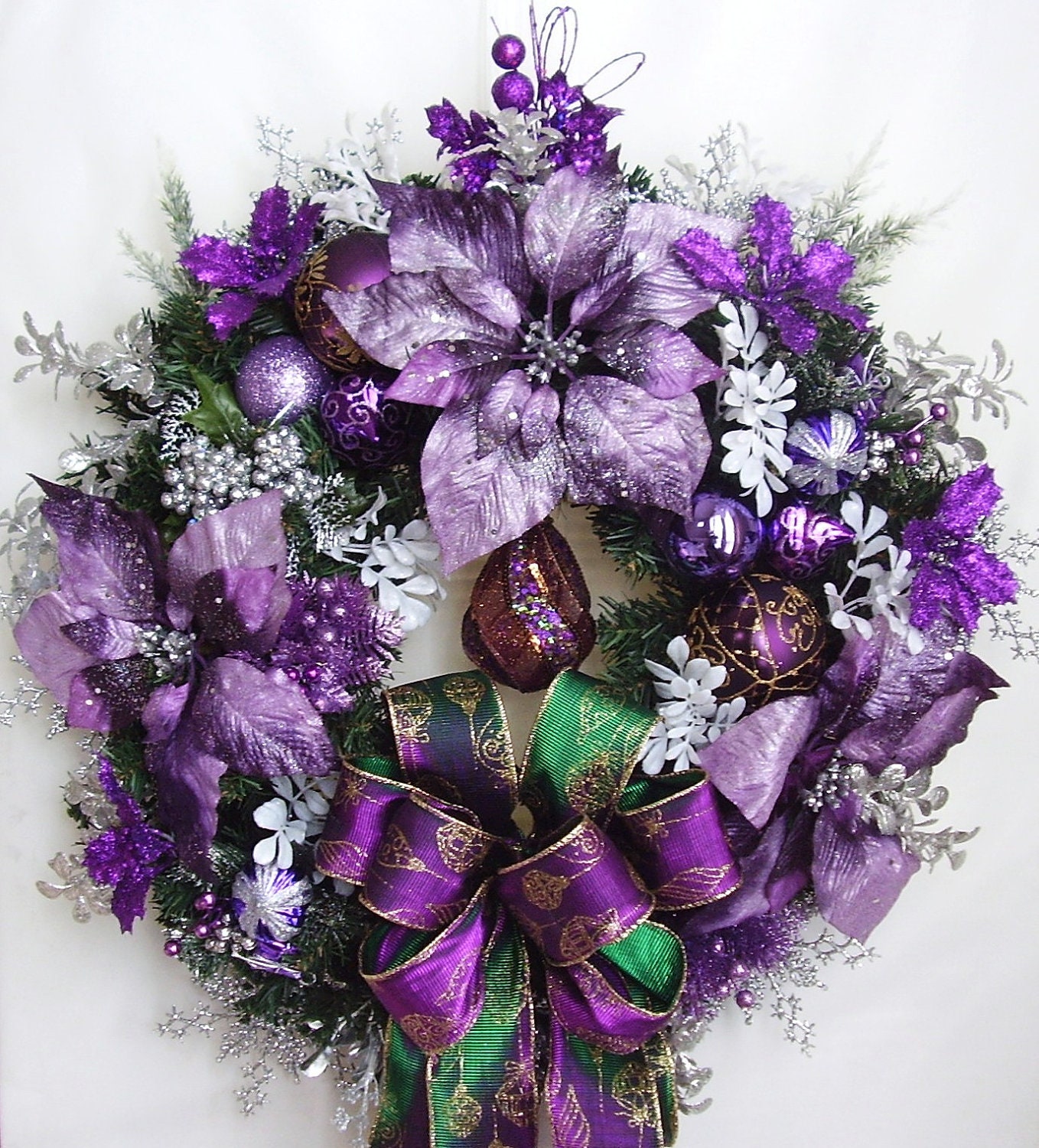 Christmas Wreath Holiday Winter Purple Lavender White