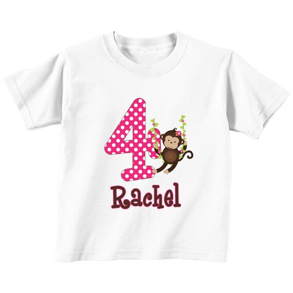 DIY Monkey Girl 2 Printable Iron On Transfer birthday shirt hot pink lime green brown t- shirt bag onesie Il_570xn