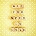 All You Need is Love Photograph. Wall Art Print. Fine Art Photography. Scrabble Photograph. Yellow White. Polka Dots. Home Décor. Size A4