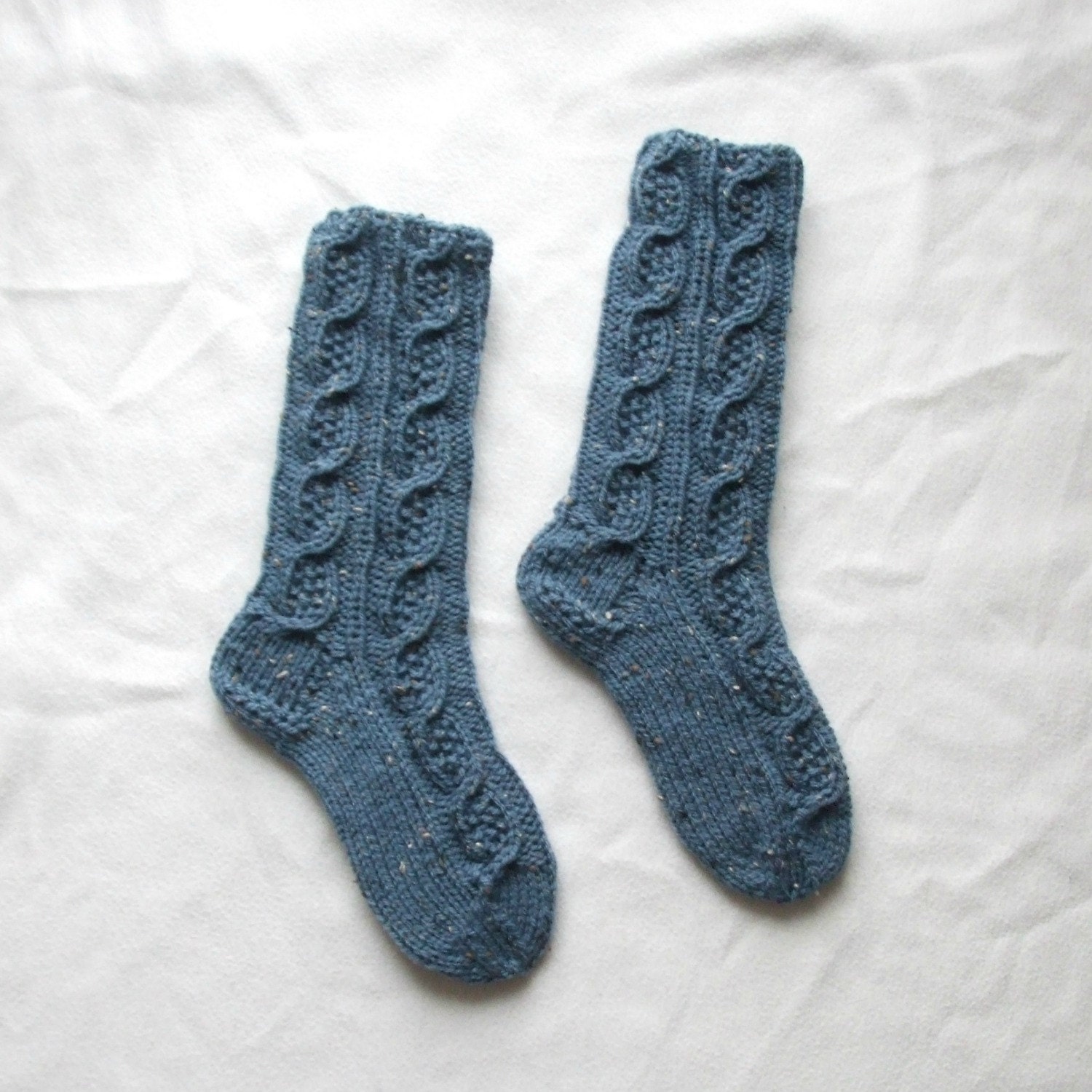 Cable knit socks Women's Size US 7.5 9 UK 5 by SantasSockCentral