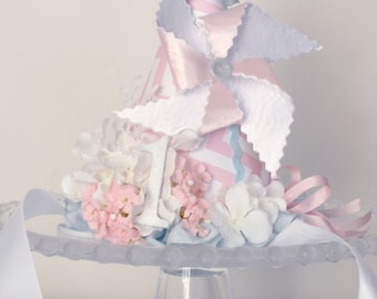 Girl's Shabby Chic Pinwheel Birthday Party Hat, Special Occasion, Photo Prop