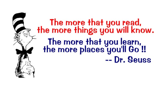 Items similar to Dr. Seuss The More that You Read Vinyl Wall Decal 3