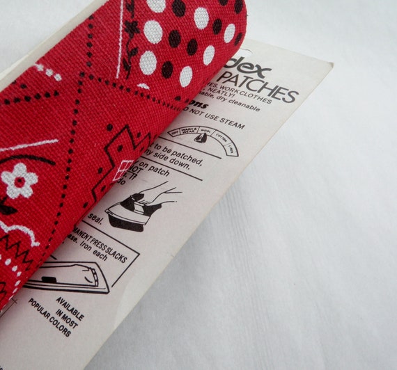 Iron On Knee Patches for Jeans Retro USA Red Bandana Patch