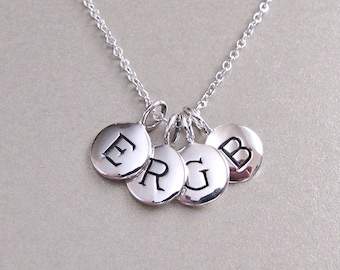 Silver 4 Initial Charm Necklace - Personalized