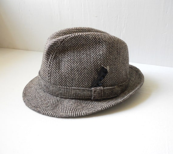 Classic Men's Tweed Herringbone Fedora Hat by MyNestingPlace