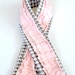 Camera Strap Cover- Gray and white herringbone with light pink ruffles
