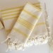 Set of Turkish Bath Towel and Head Towel: Handwoven Peshtemal and Peshkir, hammam towel, spa, yoga, beach towel, Yellow Striped
