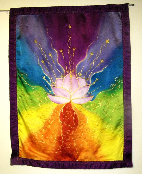Hand painted silk Wall hanging 'Purity of the