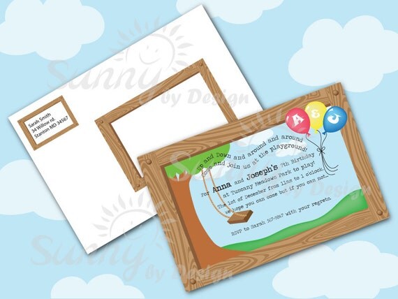 At the playground printable invitation and envelope Il_570xn