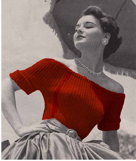 1950s Vogue Evening Sweaters VINTAGE KNIT PATTERN Off The