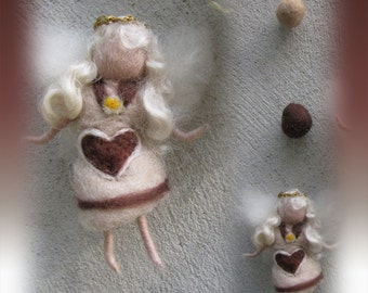 Sara - Needle Felted Wool guardian angel, Waldorf inspired fairy doll, wool