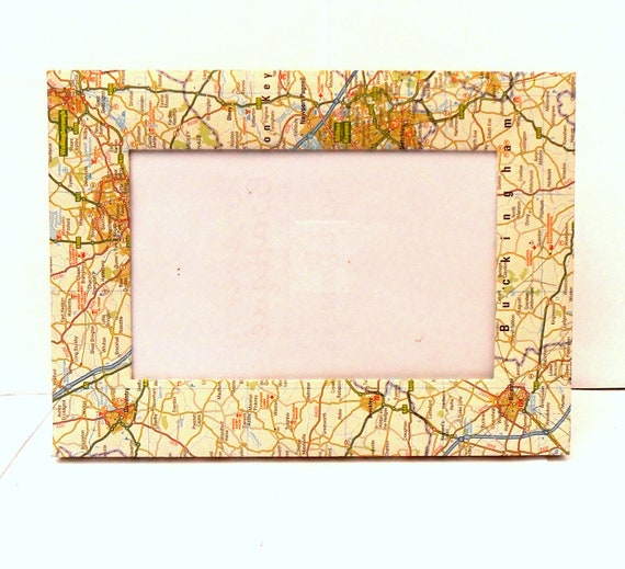 Vintage Map Covered Freestanding Photo Frame 6x4 by RoseberryStore