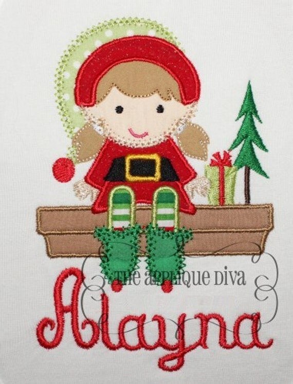 Christmas Girl elf Digital Embroidery Design Machine Applique