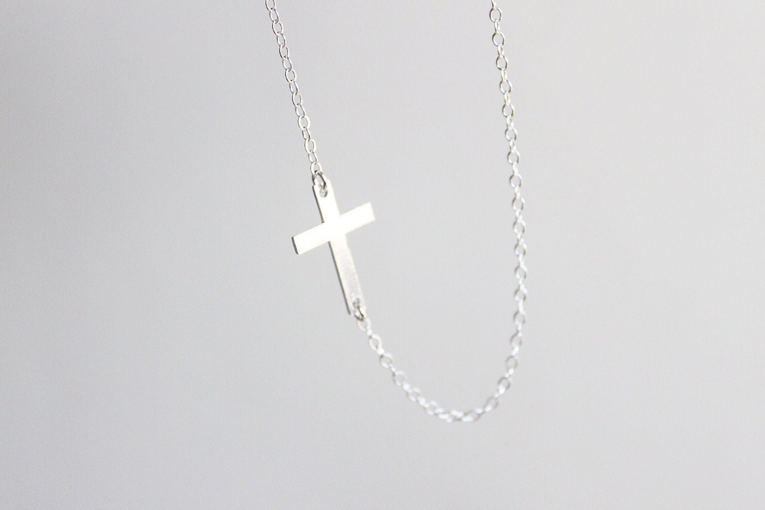 Sideways Cross Necklace sterling silver cross pendant simple