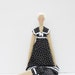 Fabric doll in a classic black white polka dot dress,blonde cloth doll,art doll -cute stuffed doll collectible rag doll - gift for girls
