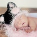 Baby Black Cat Hat, Baby Girl Cat Hat, Kitten Beanie Hat, 3 to 6 Month Halloween Costume