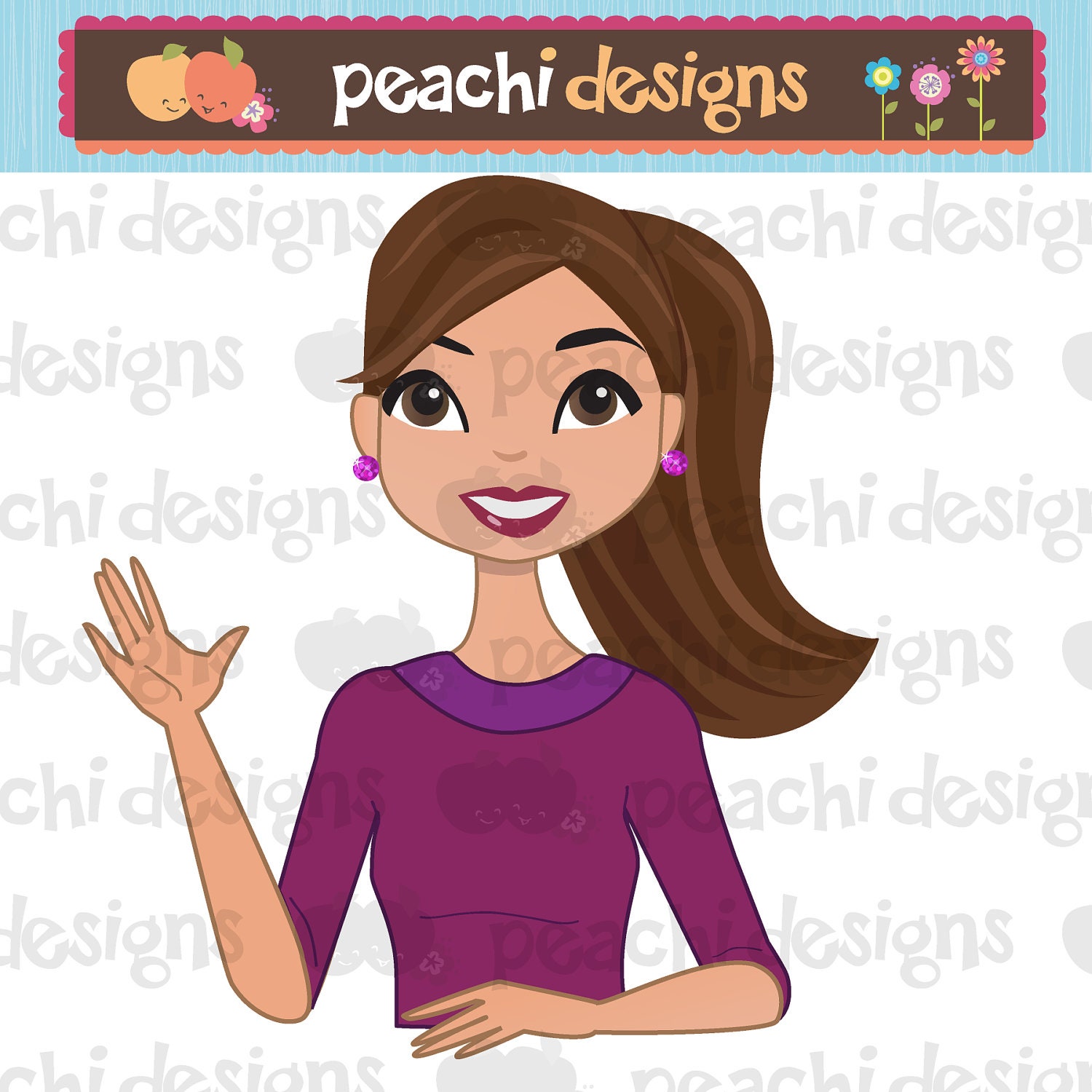 clipart girl with brown hair and glasses - photo #27