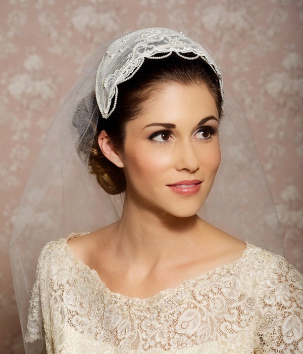 Lace Bridal Cap Juliet Cap Veil Lace Cap Veil Vintage Veil