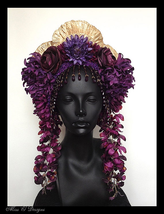 MADE TO ORDER Flower Headdress with Beaded by MissGDesignsShop