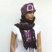Nuno felted hat and scarf set - wool and silk - brombeer , pourple