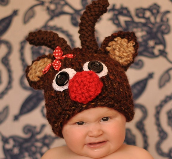 Infant Crocheted Reindeer hat