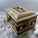Reserved For Bobby. Vintage 1960's Lion Heads, Blue Bird Confectionary - Harry Vincent Limited Tin Bank Box, England. Brass Lock & Key.