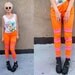Neon Pink Orange Striped Funky Costume Leggings Pants