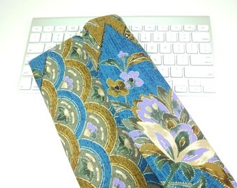 Apple Wireless Keyboard Sleeve Case Cover Padded Flap Closure Kimono pattern fabric flowers