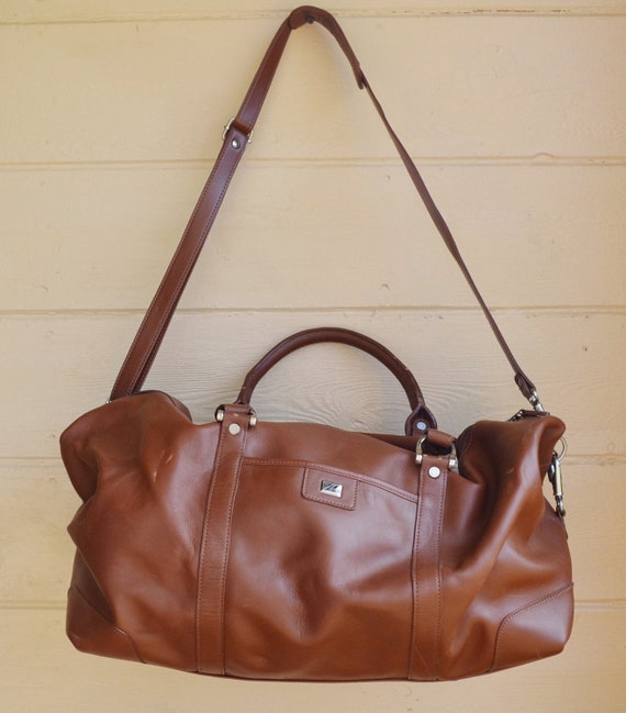 Vintage Cutter and Buck Leather Duffle Bag Weekender Overnight