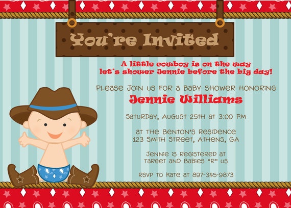 Cute Cowboy baby shower invitation or birthday invitation Il_570xn