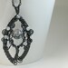 Crackled Moon - black and white dragon vein agate and rainbow moonstone copper wire wrapped wowen tree pendant