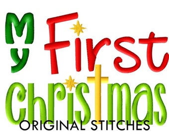 My First Christmas Cross Embroidery Digital Design File 4x4 5x7