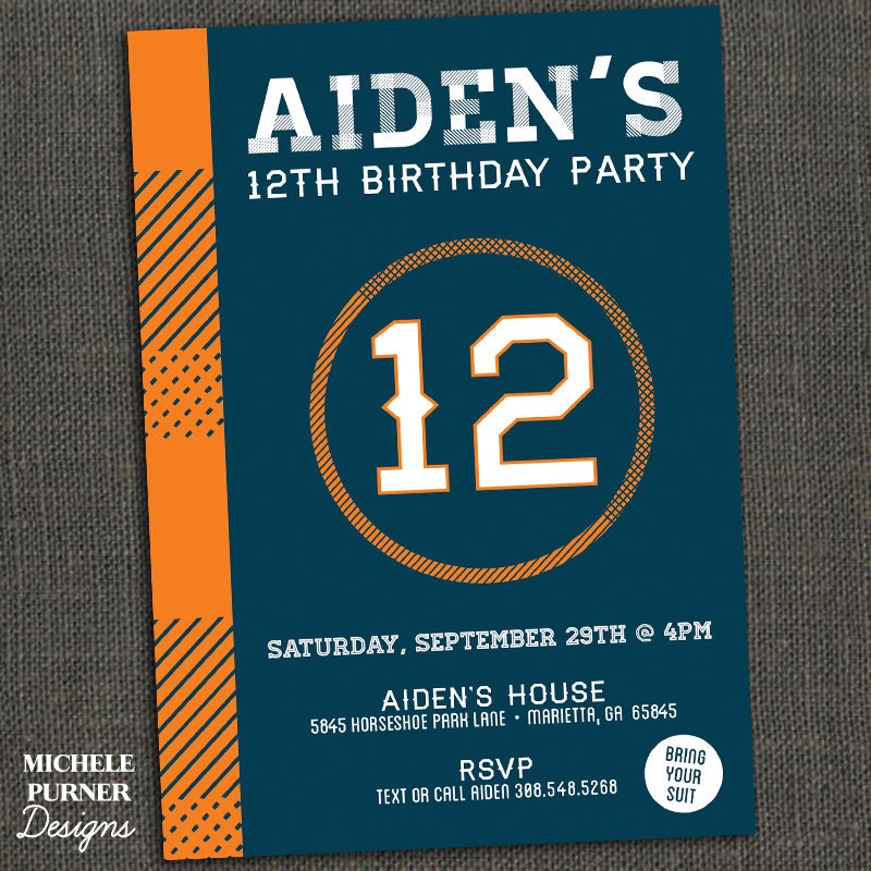 TEEN KIDS BOY Birthday Party Invitation by michelepurnerdesigns