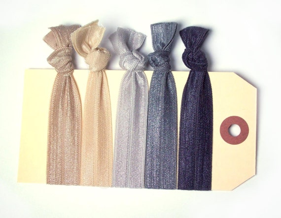 5 elastic hair ties neutrals hair accessories set of 5