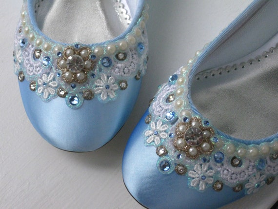 Blue Sugar Bridal Ballet Flat Wedding Shoes - Any Size - Pick your own ...