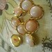 8 beautiful vintage button-15mm in gold and pale pink- lot56s