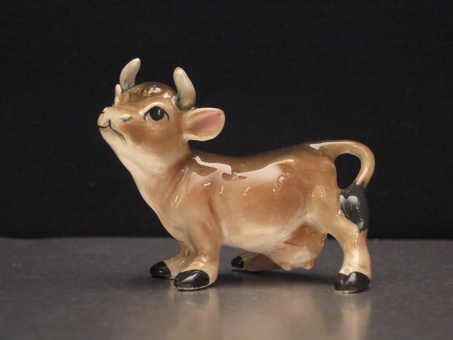 Bone China Cow Small Figurine with Horns