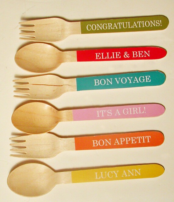 72 Color Choices - Personalized Forks, Spoons or Knives - Set of 20 Il_570xn