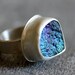 Agate Druzy & Sterling Ring, Peacock Blues and Greens, OOAK Teardrop Cocktail Ring, Size 6