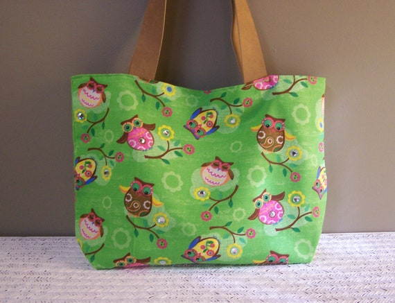 Happy Owl Handbag / Green Owl Purse