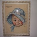 Vintage frame and baby picture, Maud Tousey Fangel Print, Bright Eyes, Blue Bonnet baby, John R Nagle, Paxtonia, Pa,