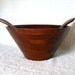 DANISH MODERN DESIGN Mid Century Walnut Bowl Large Teak Wood Salad Bowl Server Set with Wooden Serving Utensils Simple, Minimalist