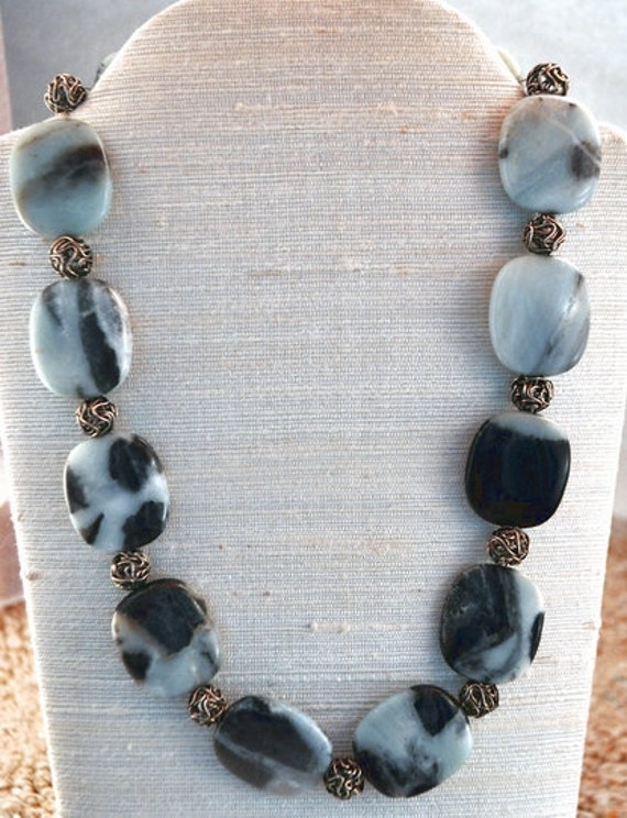 Amazonite Delight Necklace Earring set turquoise Black