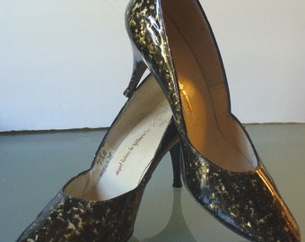 Vintage Caprini Marble Patent Leather Stiletto Heels Size 7.5B