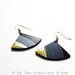 modern recycled record earrings, black and yellow earrings, fan earrings, contemporary jewelry, vinyl record jewelry, resin earrings, funky
