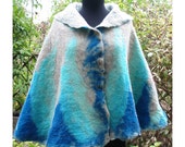 Items similar to Felt Cape,Felt Shawl,European Wrap Cape, Blue Wool ...